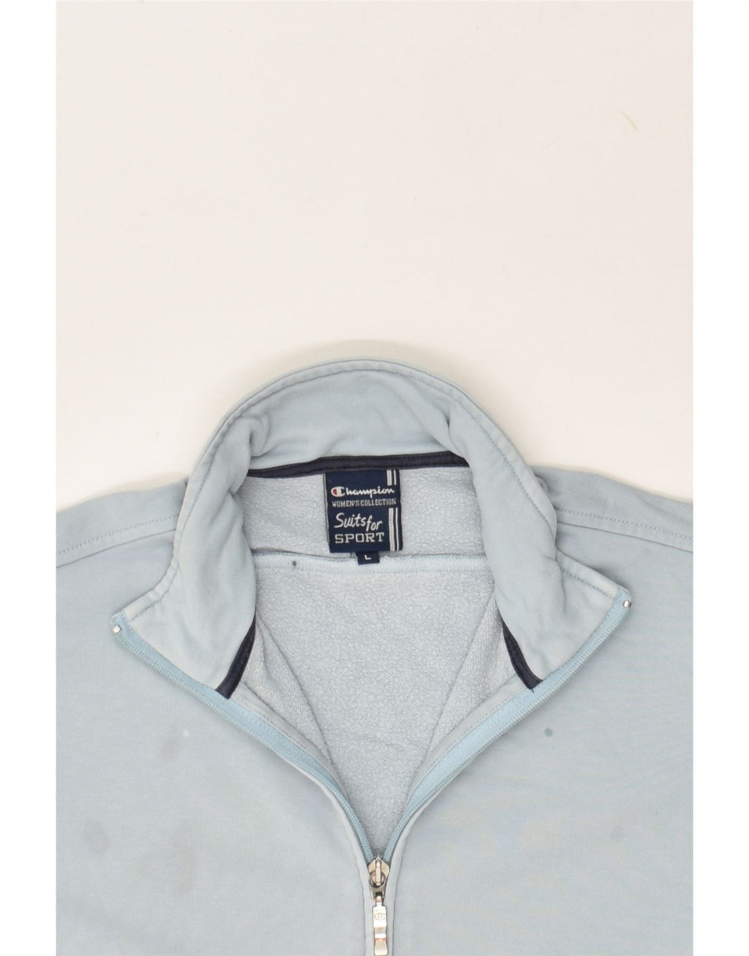 CHAMPION Womens Tracksuit Top Jacket UK 16 Large Blue Cotton | Vintage Champion | Thrift | Second-Hand Champion | Used Clothing | Messina Hembry 