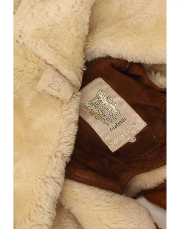 Mabrun Mens Shearling Overcoat UK 40 Large Beige Shearling