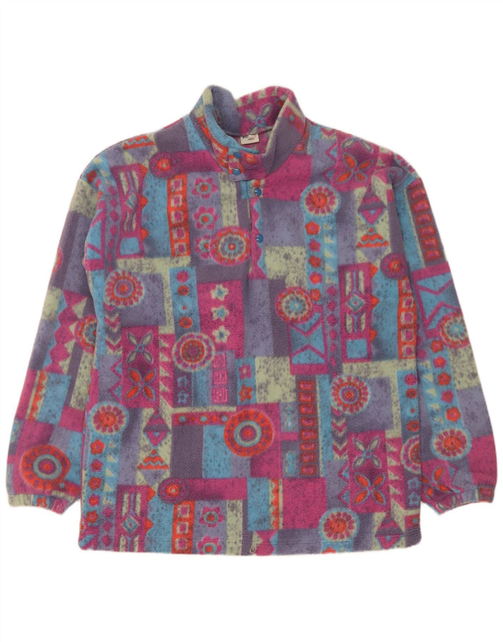 Vintage Ανδρικό κουμπιά Fleece Jumper XL Πολύχρωμος Γεωμετρικός Πολυεστέρας