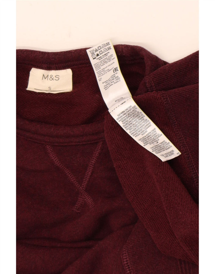 Marks & Spencer Mens Sweatshirt Jumper Small Burgundy Cotton