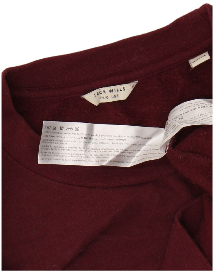 JACK WILLS Dame Oversized Sweatshirt Jumper UK 10 Lille rødbrun bomuld
