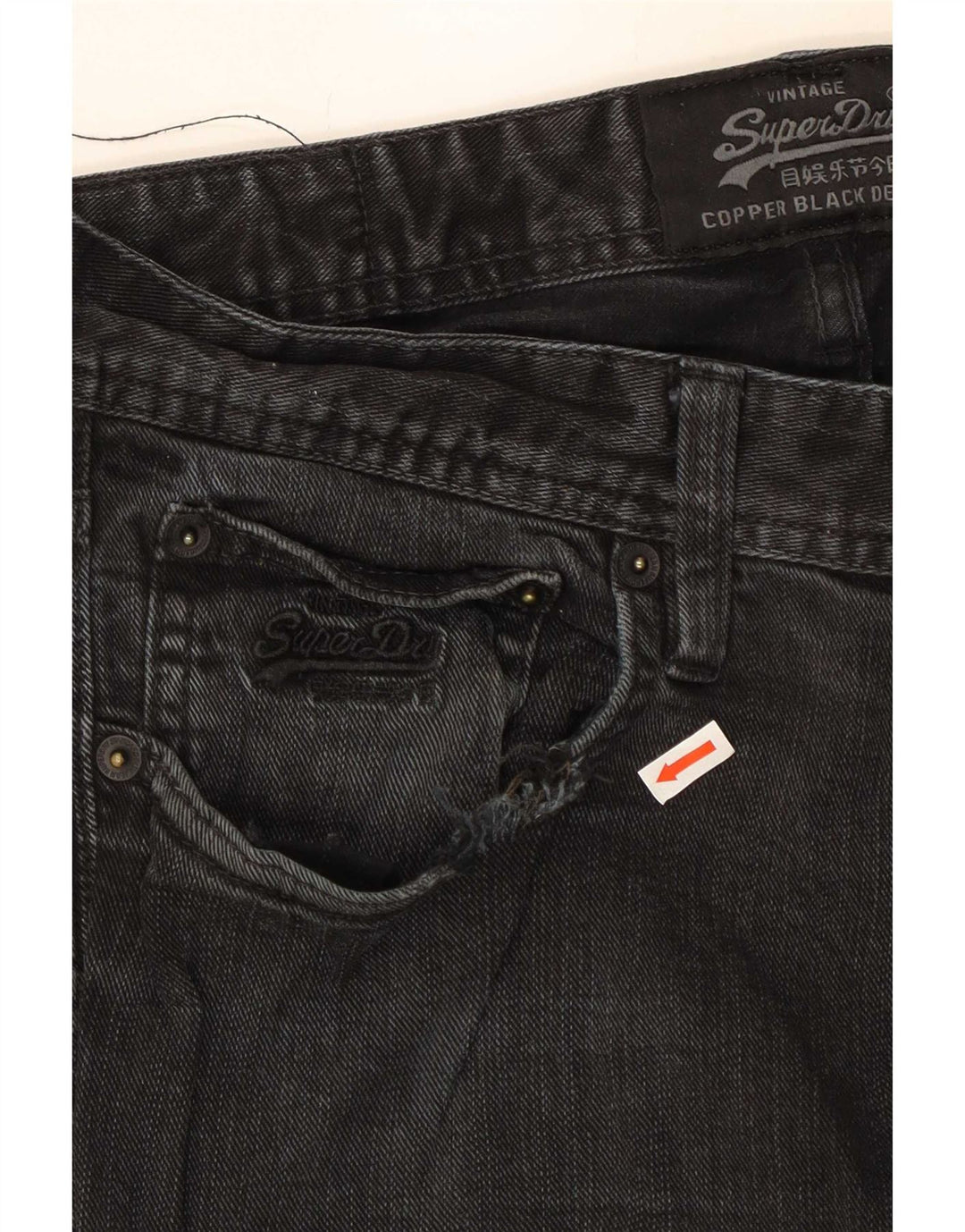 Superdry Herre Corporal Slim Jeans W32 L34 sort bomuld