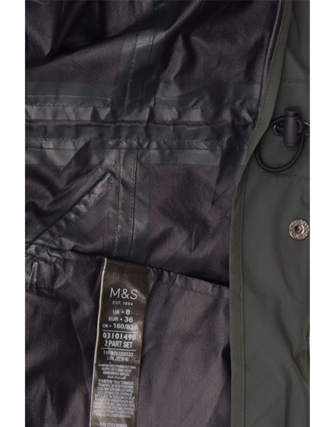 MARKS & SPENCER Damen-Parka mit Kapuze, Gr. 8, Grün, Polyamid