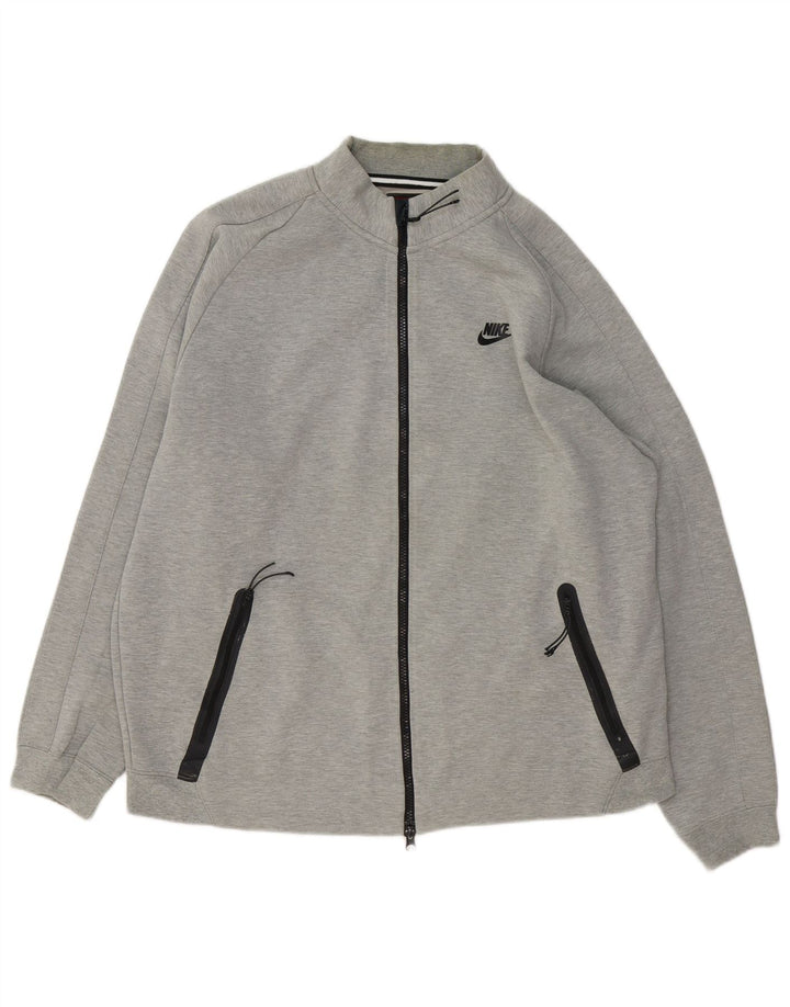 Nike Mens Tracksuit Top Jacket Large Grey Flecked Cotton