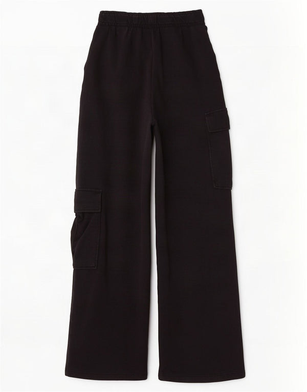Zara Womens Wide Leg Cargo Træningsdragt Bukser UK 8 Small Black Bomuld