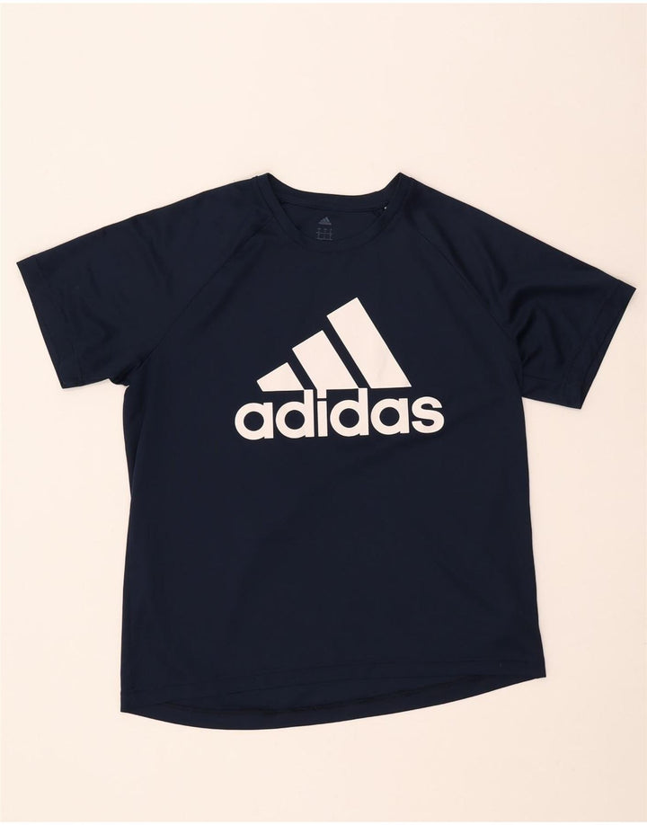 Adidas Herre Climalite grafisk T-shirt Top Stor marineblå polyester