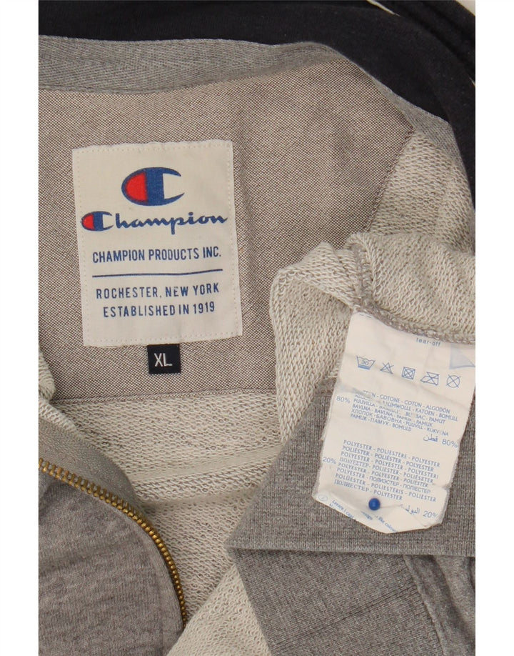 CHAMPION Mens Tracksuit Top Jacket XL Grey Flecked Cotton