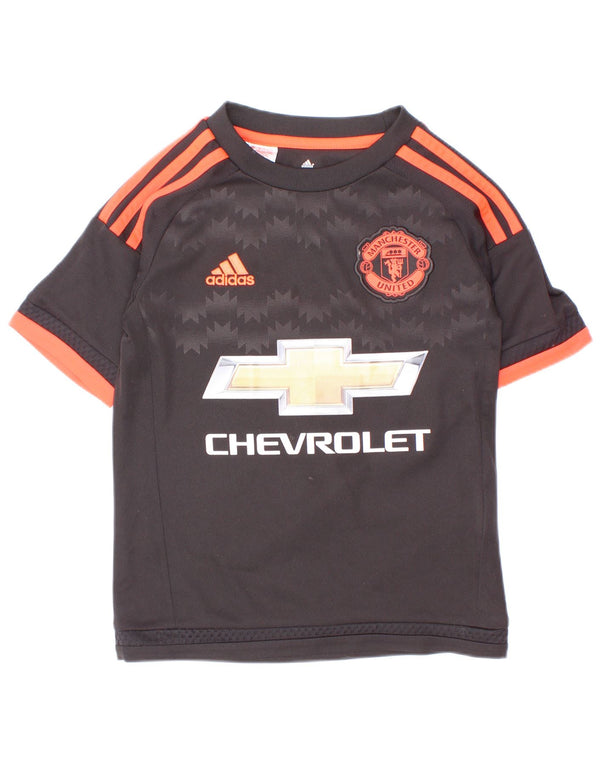 Γραφικό T-Shirt Adidas Boys Manchester United Top 7-8 ετών μαύρο πολυεστέρα