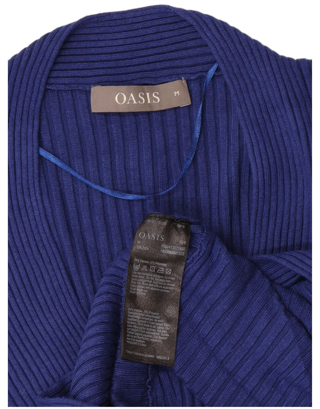 Oasis Damen-Pullover mit V-Ausschnitt, UK 12, mittelblaue Viskose