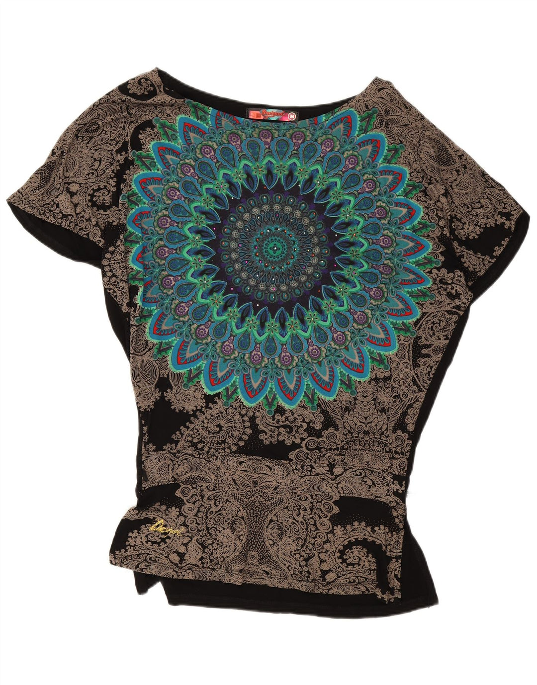 Desigual Womens Oversized Graphic Blouse Top UK 14 Medium Black Paisley