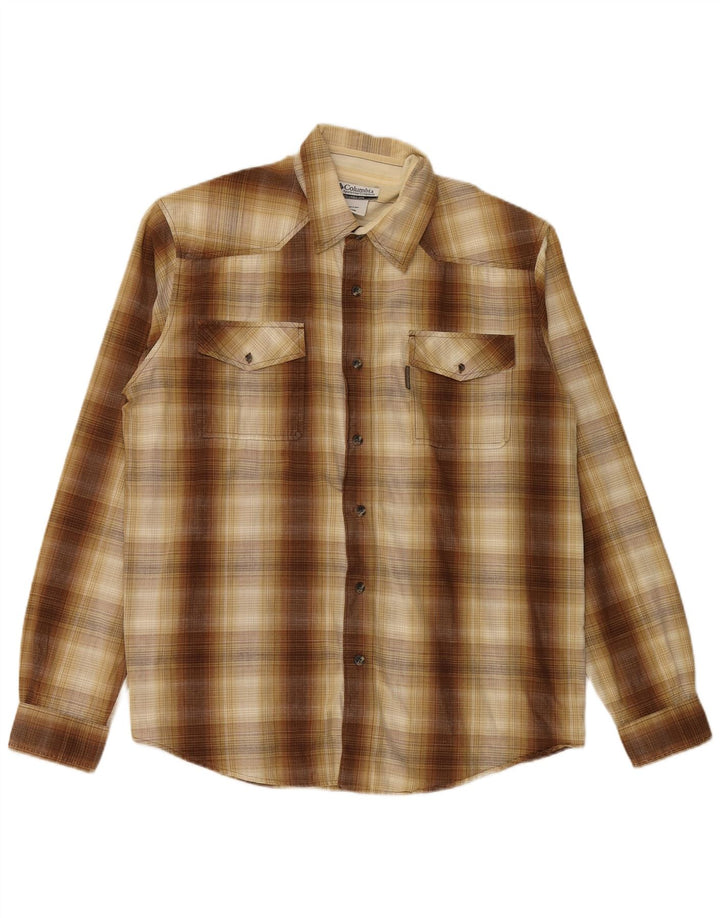 Columbia Mens Shirt XL Brown Check Cotton
