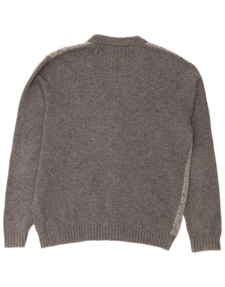 Il Granchio Męski sweter rozpinany IT 50 Średniej szarej wełnianej plamki