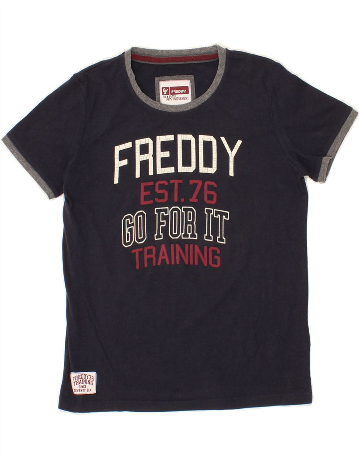 FREDDY Boys Graphic T-Shirt Top 11-12 Years  Navy Blue Vintage Freddy and Second-Hand Freddy from Messina Hembry 