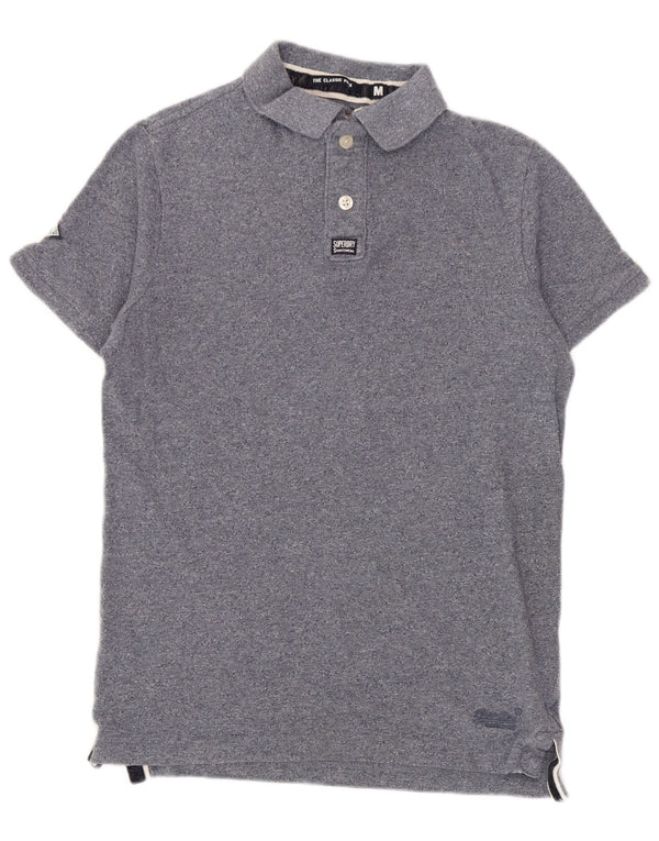 Superdry Mens Classic Fit Polo Shirt Medium Blue Flecked Cotton