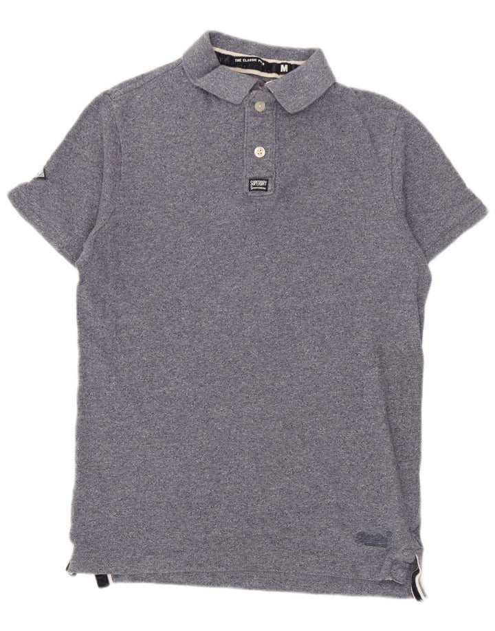 Superdry Mens Classic Fit Polo Shirt Medium Blue Flecked Cotton