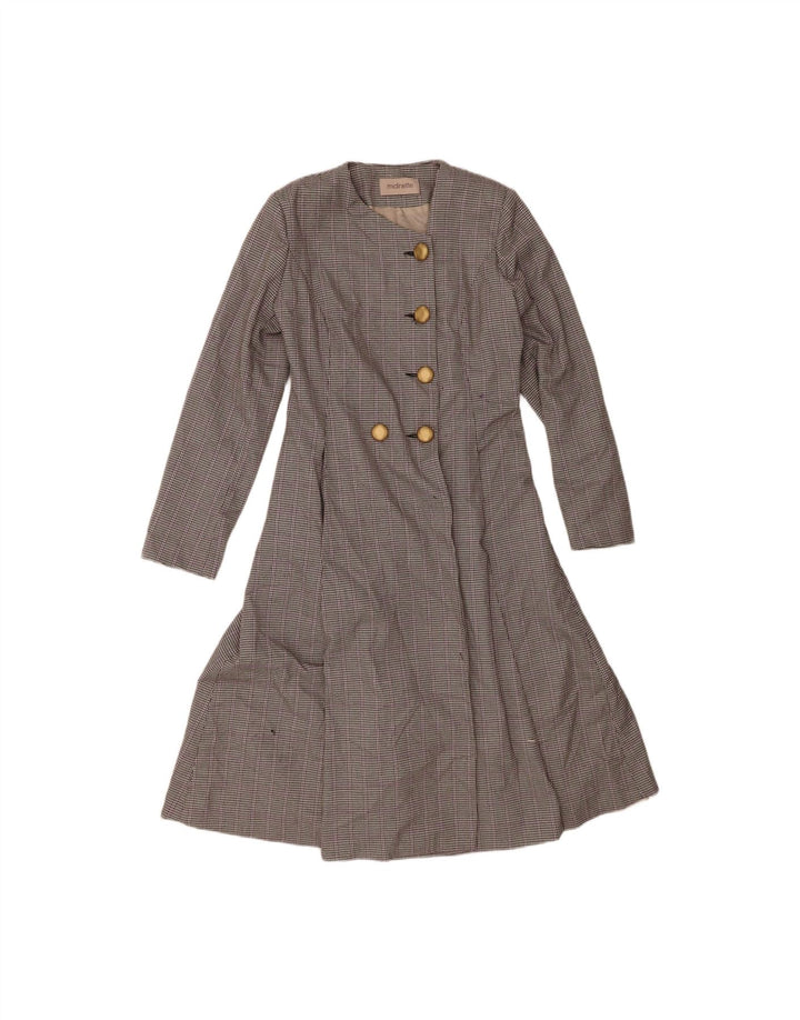 MIDINETTE Womens Double Breasted Coat UK 14 Medium Black Houndstooth