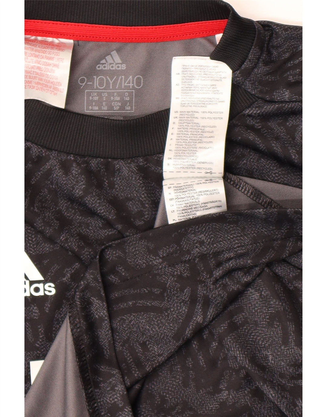 T-shirt grafica Adidas da bambino 9-10 anni in poliestere geometrico nero