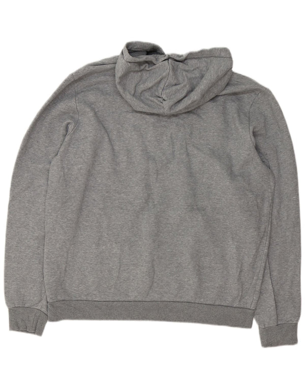 Puma Mens Graphic Hoodie Jumper Large Grey Flecked Cotton