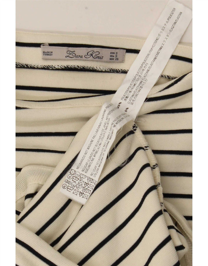 Zara Womens Sleeveless Maxi Dress UK 10 Small White Striped Polyester