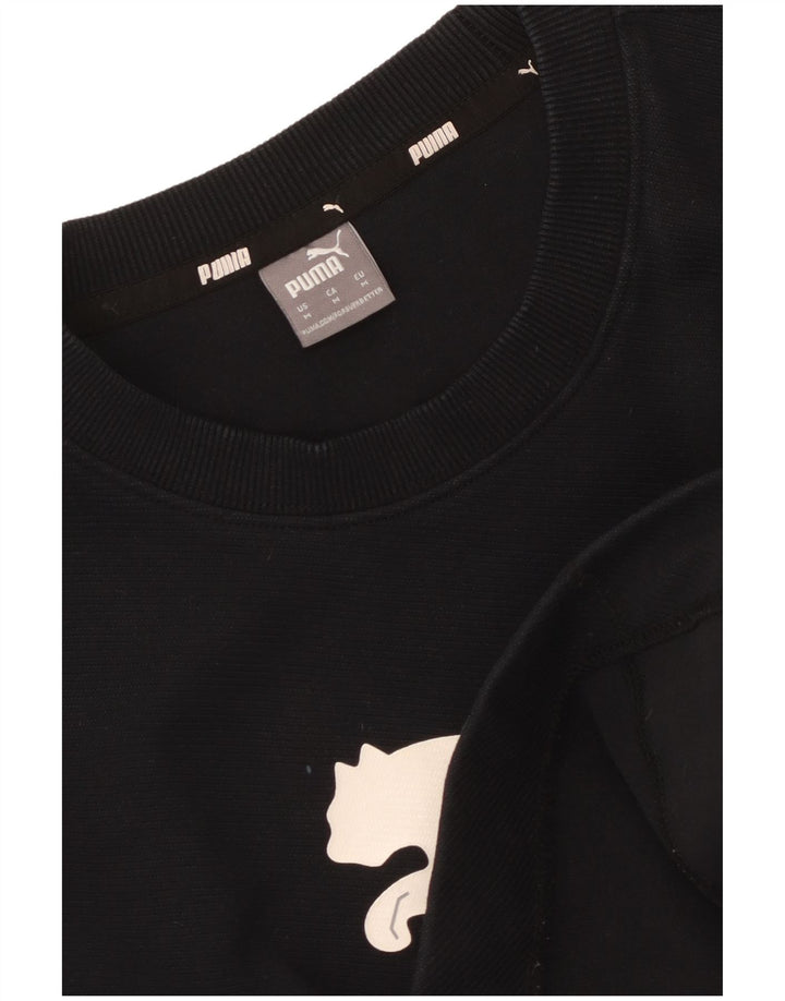 Puma Womens Graphic Crop Sweatshirt Jumper UK 14 Medium Black