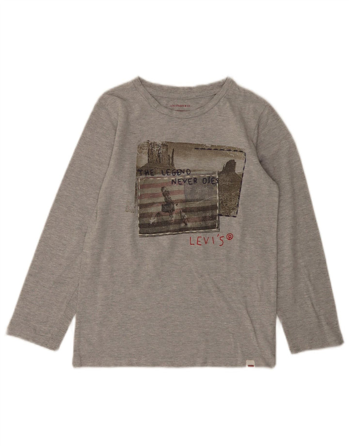 Levi's Boys Graphic Top Long Sleeve 7-8 Years Grey Flecked Cotton