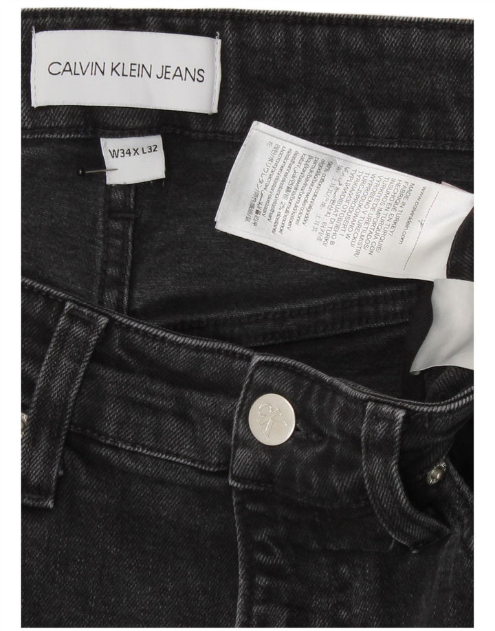 Calvin Klein Mens Graphic Slim Jeans W34 L32 Grey Cotton