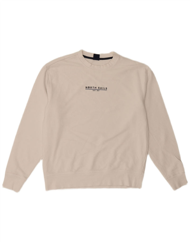 North Sails Mens Graphic Sweatshirt Jumper Small White Cotton