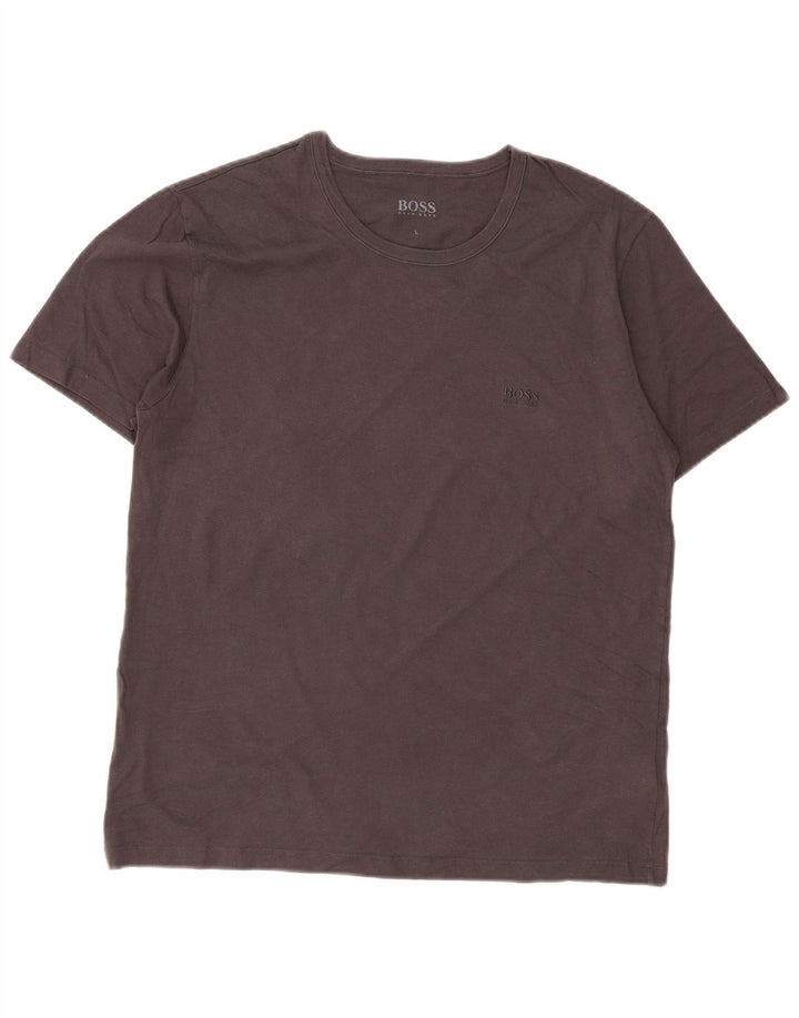 HUGO BOSS Mens T-Shirt Top Large Grey Cotton