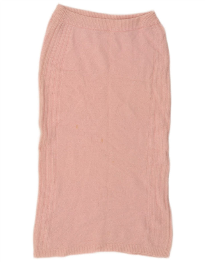 Vintage Womens Knit Midi Skirt EU 38 Medium W34  Pink Lambswool