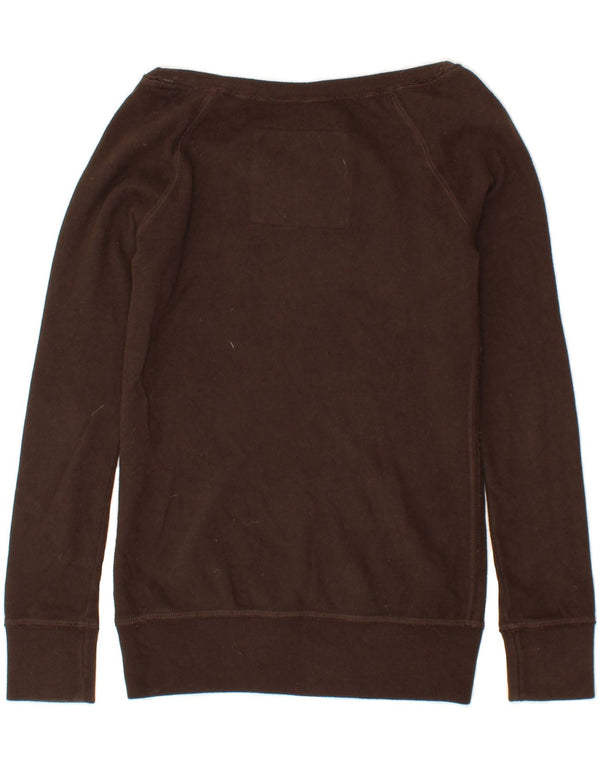 HOLLISTER Womens Graphic Sweatshirt Jumper UK 6 XS Brown Cotton