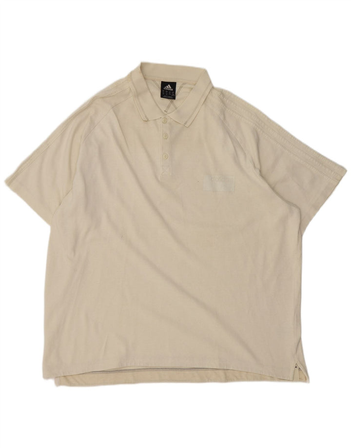 ADIDAS Mens Polo Shirt 2XL White Cotton