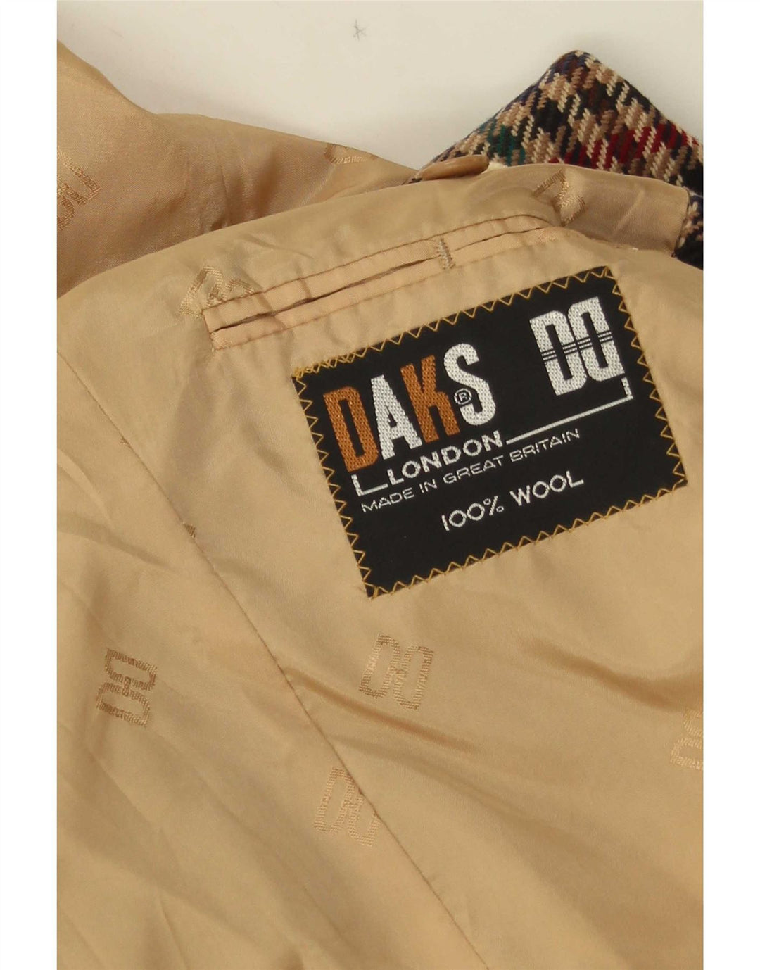 DAKS Herre 2-knaps blazerjakke UK 38 Medium Brown Houndstooth Uld