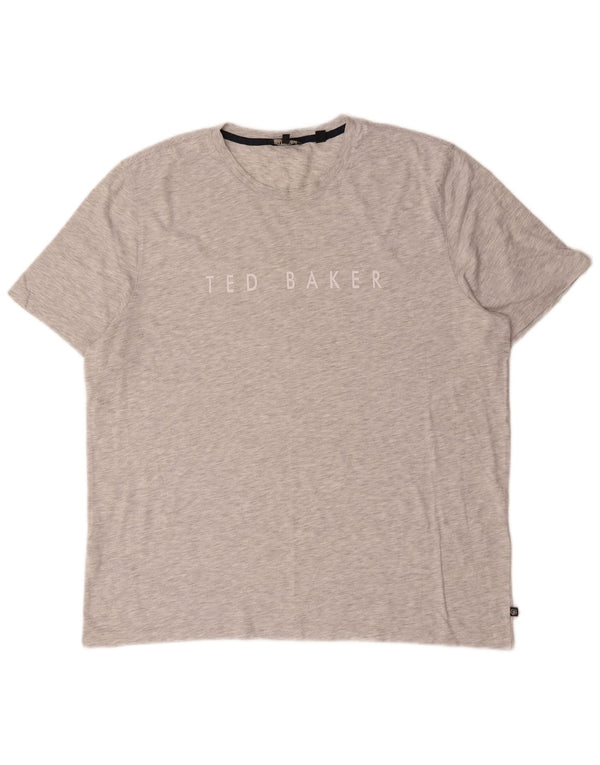 Ted Baker Herre grafisk T-shirt Top Størrelse 6 2XL Grå Flecked Bomuld