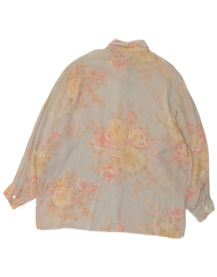 And Womens Oversized Shirt Blouse IT 44 Medium Blue Floral Viscose