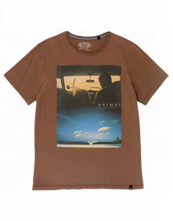 Animal Herre Grafisk T-Shirt Top Medium Brun Bomuld
