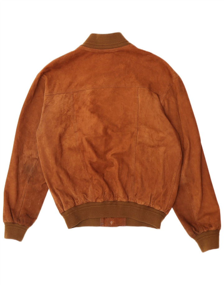 Giubbotto bomber vintage in pelle scamosciata da uomo IT 52 XL in pelle marrone retrò