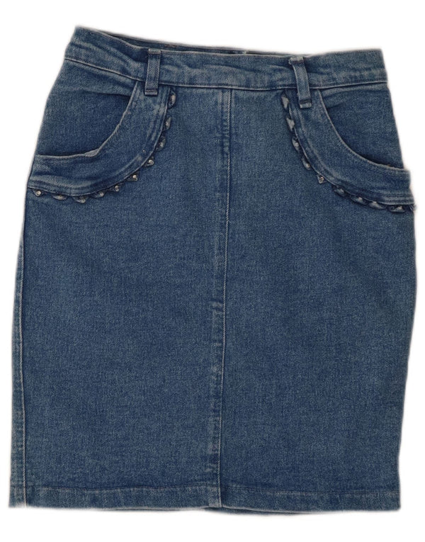 Bianca Maria Caselli Womens High Waist Denim Skirt IT 42 Medium W26 Blue
