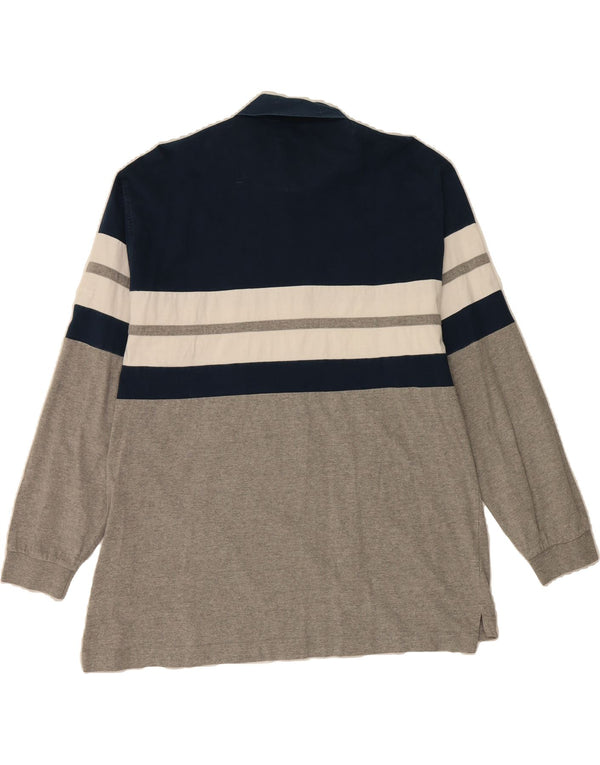 Polo da uomo a maniche lunghe CHAMPION XL in cotone color block blu navy