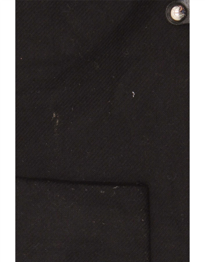 Zara Womens Hooded Oversized Overcoat UK 10 Small Black Wool