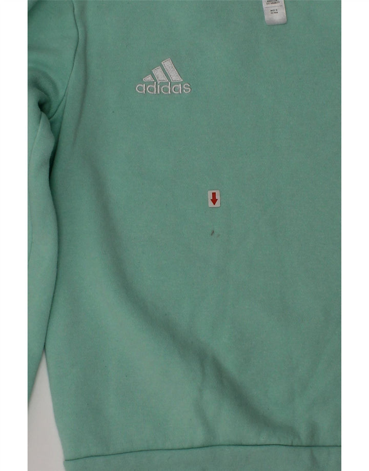 Adidas Boys Sweatshirt Jumper 7-8 Years Green Cotton