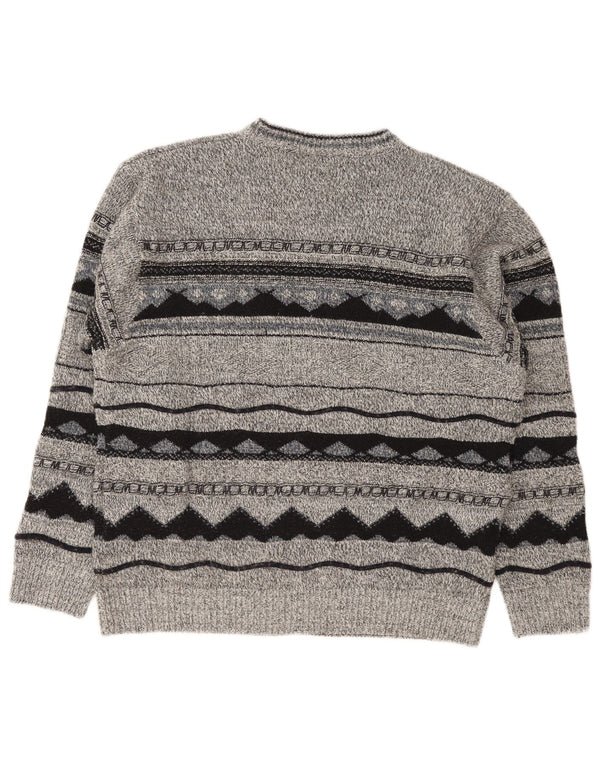 Maglione maglione girocollo da uomo Carletti 2XL Acrilico geometrico grigio