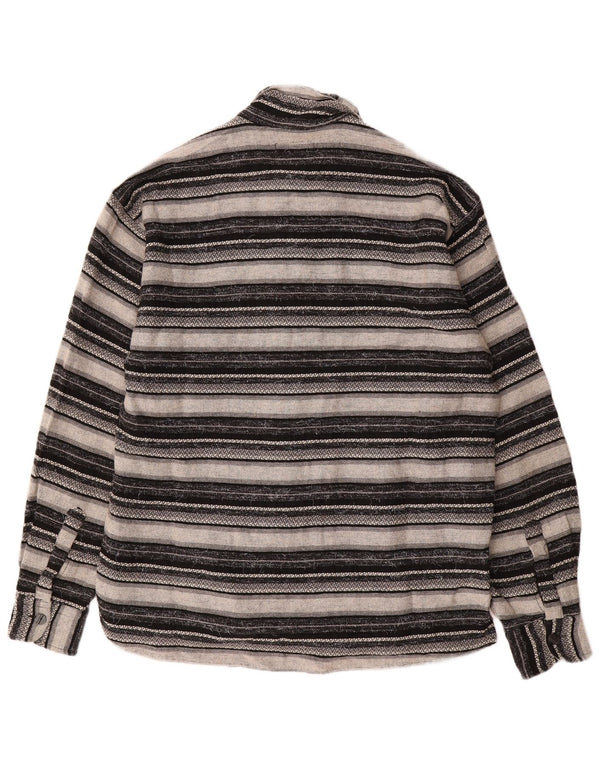 Vintage hombres sobrecamisa camisa grande gris geométrico viscosa