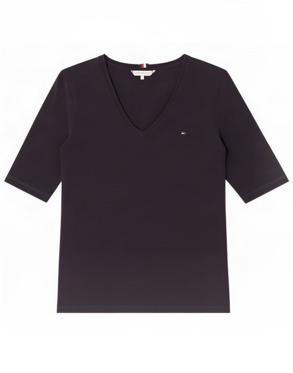 Женская футболка Tommy Hilfiger Top UK 10, маленькая, темно-синяя, хлопковая