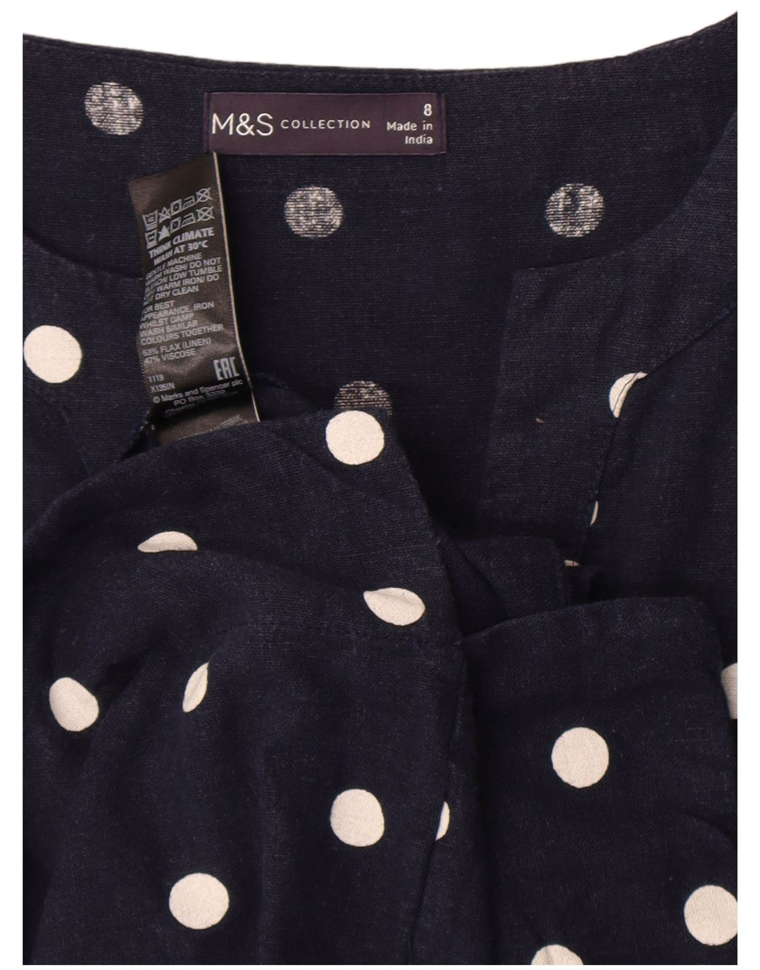 Abito a trapezio da donna Marks & Spencer UK 8 piccolo a pois blu navy