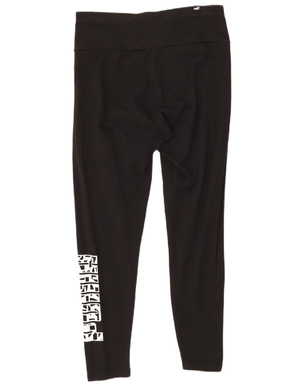 Puma Womens Grafisk Crop Leggings UK 12 Medium Black Bomuld
