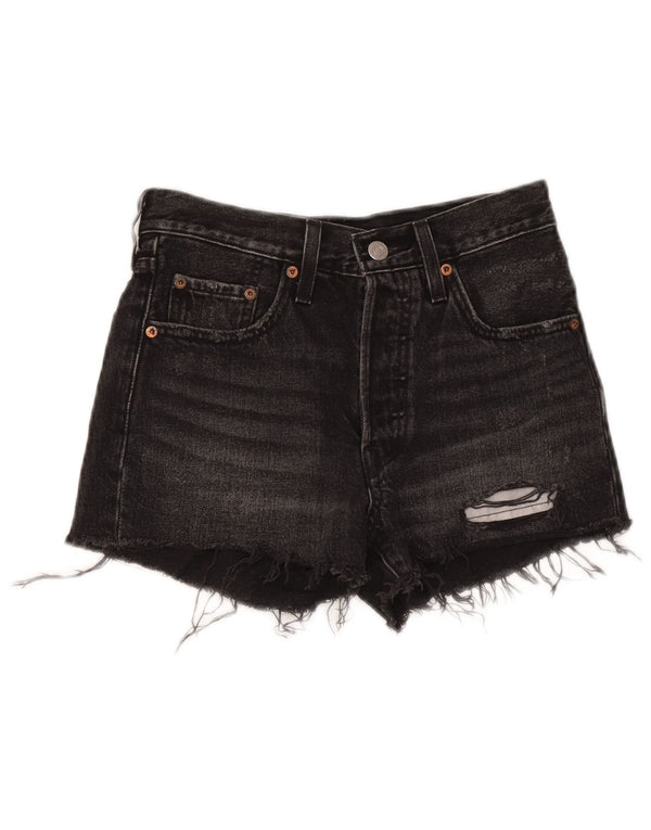 Pantaloncini Levi's da donna 501 in denim invecchiato W24 XS cotone nero