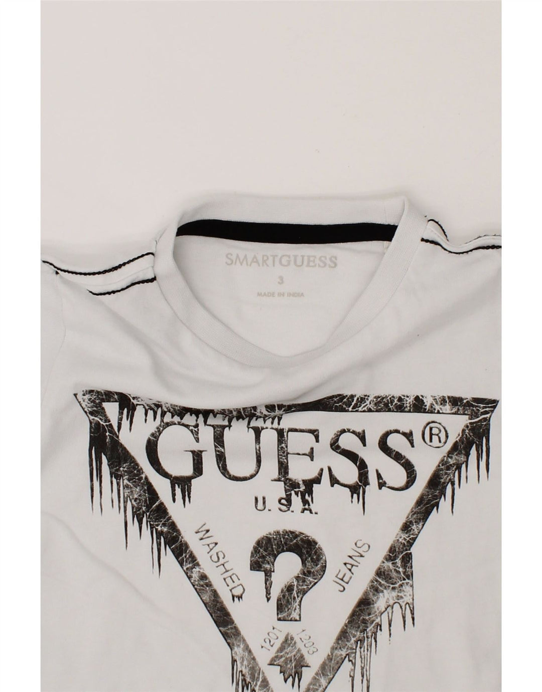 GUESS Boys Graphic Top Long Sleeve 2-3 Years Off White Cotton Vintage Guess and Second-Hand Guess from Messina Hembry 