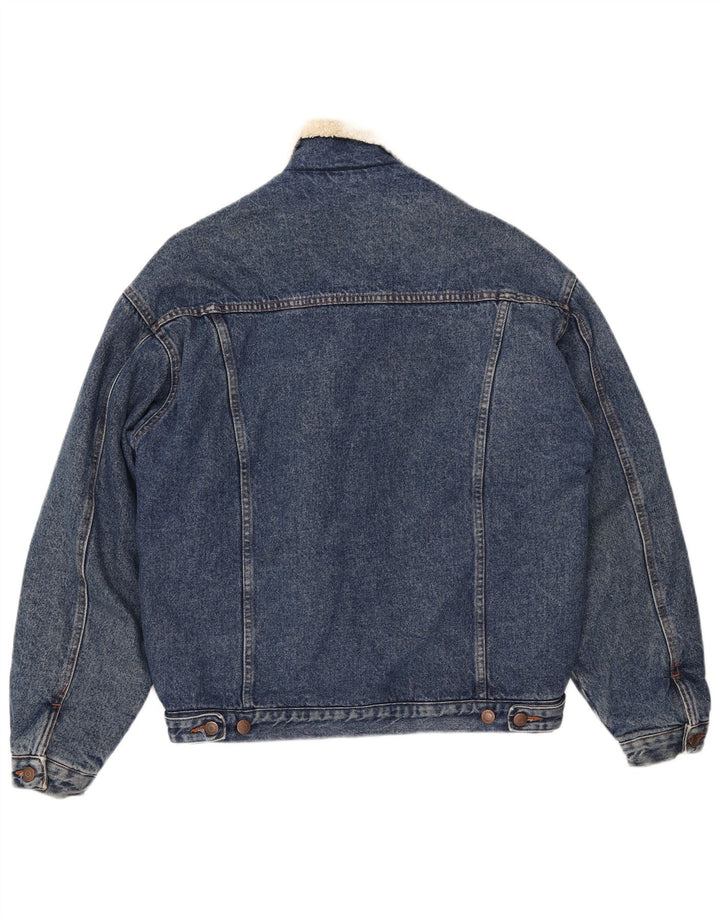 CASUCCI Mens Sherpa Denim Jacket UK 38 Medium Blue Cotton
