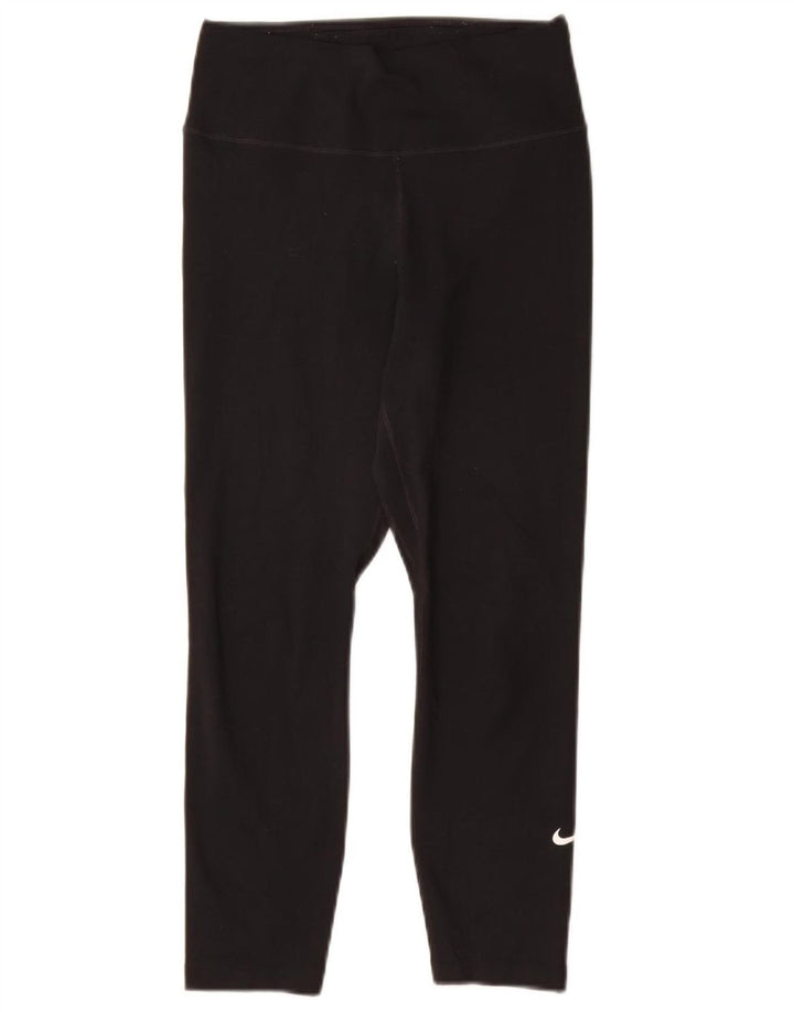 NIKE Womens Dri Fit Capri Leggings UK 4 XS Black Polyester
