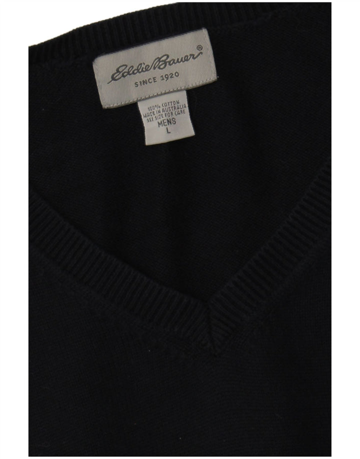 EDDIE BAUER Maglione da uomo con scollo a V grande cotone blu navy